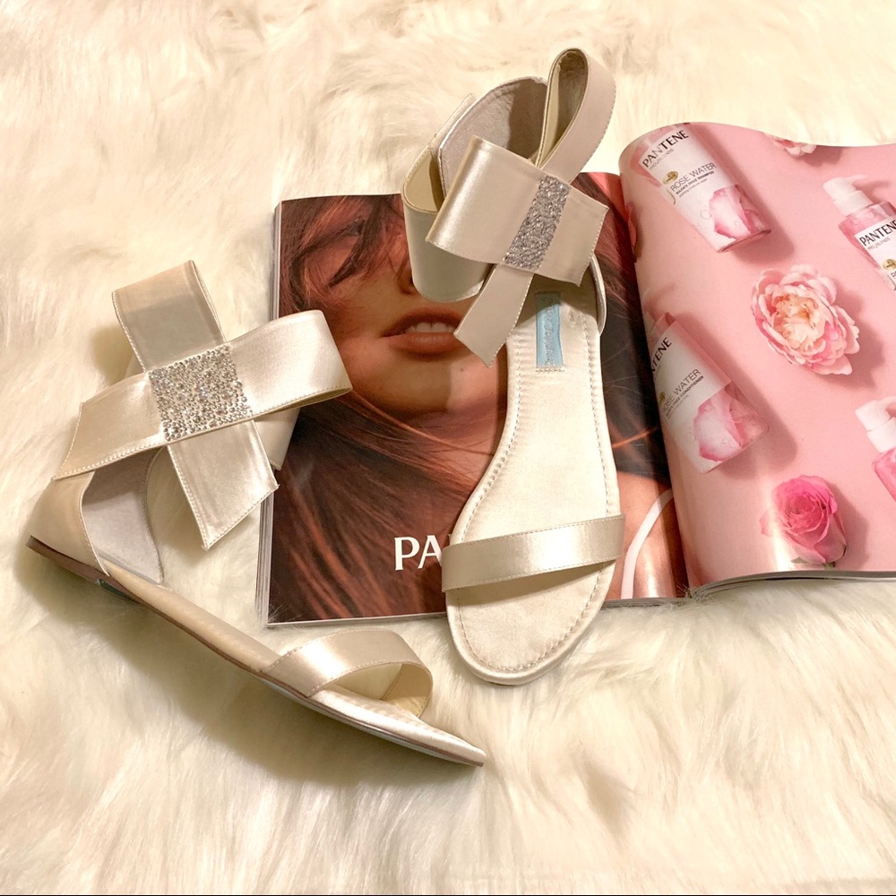 Betsey Johnson Satin Ankle Bow Sandals